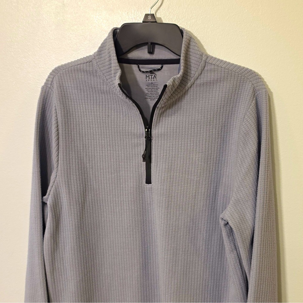 MTA Sport Men's 1/4 Zip Mock Neck Pullover Gray Polyester Long Sleeve S #187